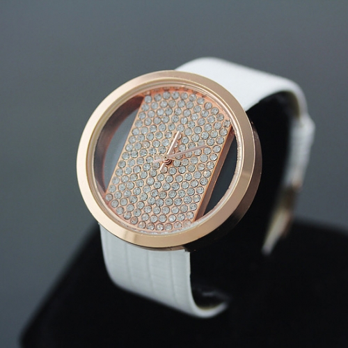 DAMSKI SKÓRZANY ZEGAREK H025 GOLD